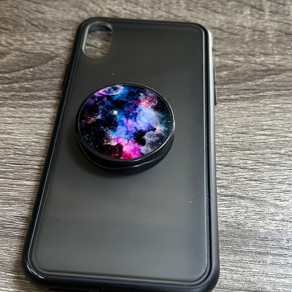 iPhone X case with a galaxy pattern holder